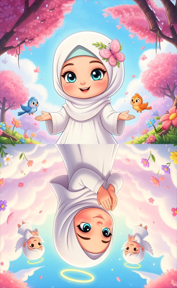 پنل ست کیف عبادت دختر در باغ صورتی (کد12218)